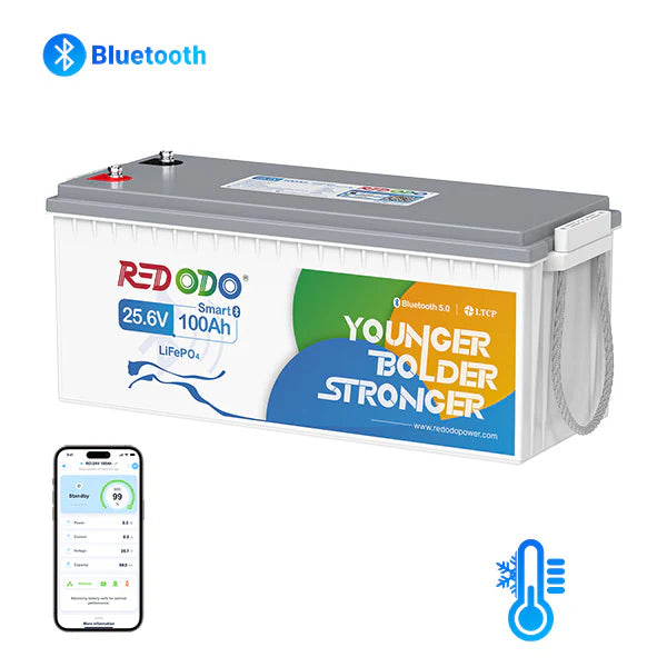REDODO 24V 100Ah LiFePO4 BATERIJA Z BLUETOOTHOM (2560Wh, 100A BMS)