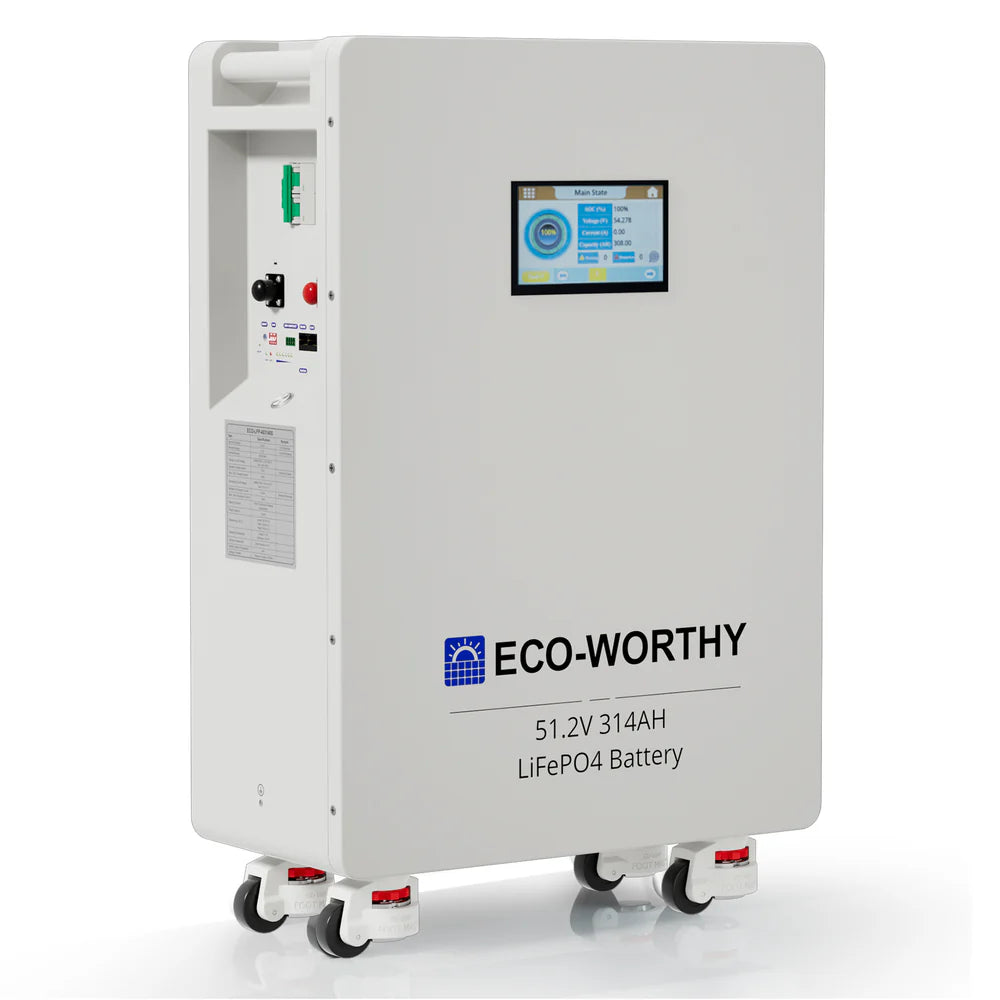 ECO-WORTHY 48V 314Ah LiFePO₄ HIŠNI HRANILNIK ENERGIJE – WALL MOUNT (≈15 kWh)