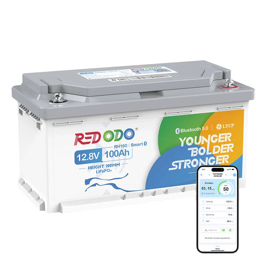 REDODO 12V 100Ah LiFePO4 H190 BATERIJA Z BLUETOOTH (1280Wh, 100A BMS)
