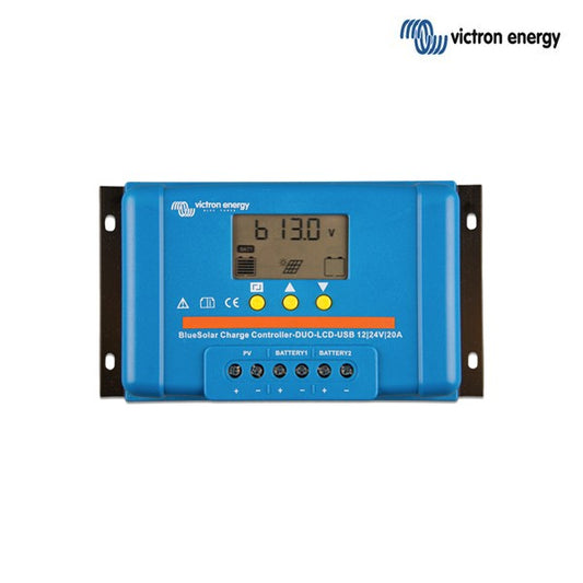 VICTRON BLUESOLAR PWM DUO 20 LCD – PWM SOLARNI REGULATOR ZA POLNJENJE DVEH BATERIJ (12 V / 24 V)